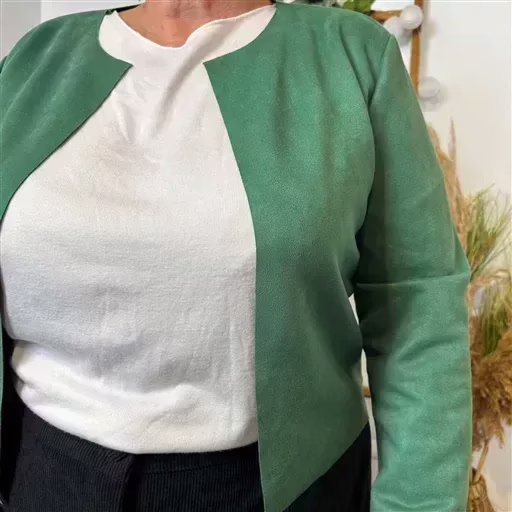 Z551. Veste courte suédine (T46-T50)) (vert brésil) – Image 4