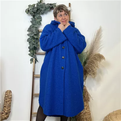 K819- Manteau long Oversize (Gt) (bleu royal)