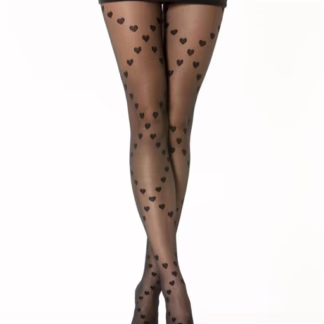 V339- Collants Coeurs losanges (Tu) (noir)