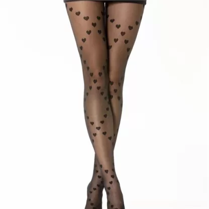 V339- Collants Coeurs losanges (Tu) (noir)