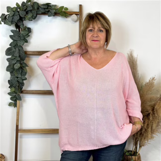 K993- Pull Nid d'Abeille (Gt) 🇮🇹 (rose pâle)