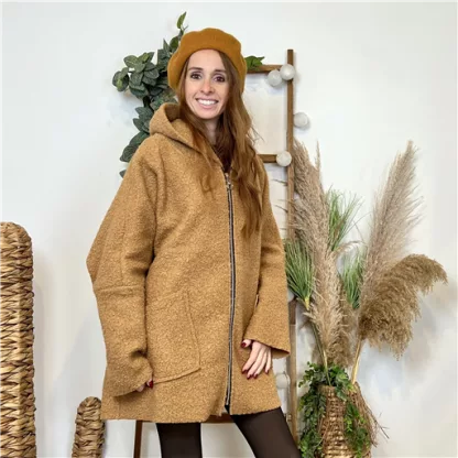 K694- Manteau Bouclette (Tu) (camel)