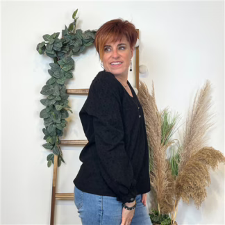 K796- Blouse Coton brodée (T36-T40) (noir)