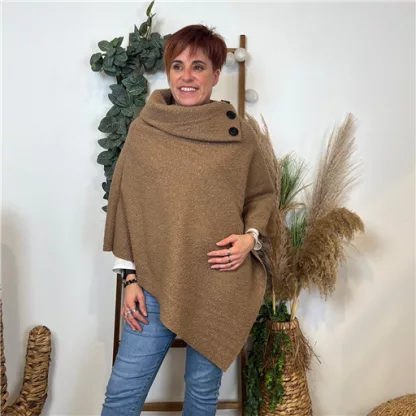 M455- Poncho Bouclette (Tu) (taupe)