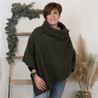 M455- Poncho Bouclette (Tu) (kaki)