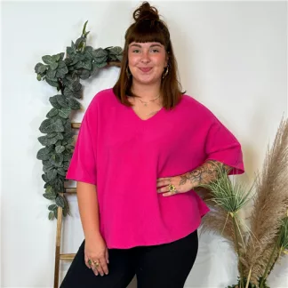 K865- Pull loose Crop-Top (Gt) 🇮🇹 (fuchsia)