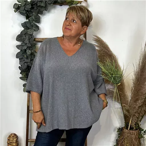 Z125- Pull loose Crop-Top (Gt) 🇮🇹 (gris) – Image 4