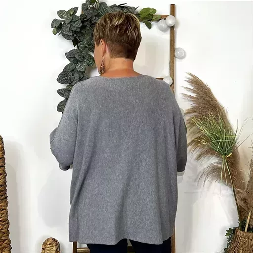 Z125- Pull loose Crop-Top (Gt) 🇮🇹 (gris) – Image 3