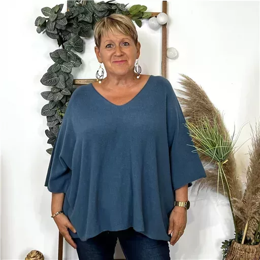 Z125- Pull loose Crop-Top (Gt) 🇮🇹 (bleu canard) – Image 5