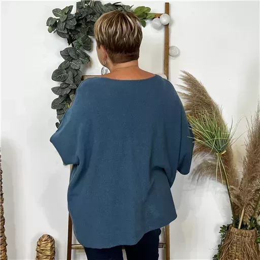 Z125- Pull loose Crop-Top (Gt) 🇮🇹 (bleu canard) – Image 4