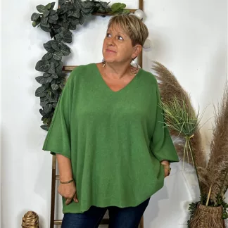 K865- Pull loose Crop-Top (Gt) 🇮🇹 (vert brésil)