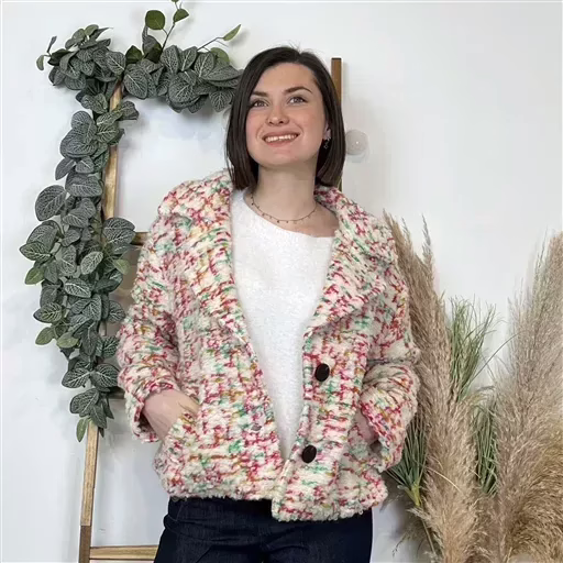 K681- Veste Laine Chiné (Tu) 🇮🇹 (ecru) – Image 4