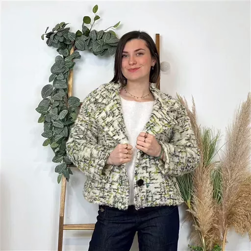 K681- Veste Laine Chiné (Tu) 🇮🇹 (kaki) – Image 5