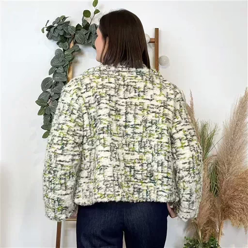 K681- Veste Laine Chiné (Tu) 🇮🇹 (kaki) – Image 3