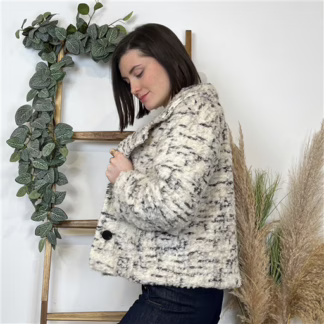 K674- Veste Laine Chiné (Tu) 🇮🇹 (ecru)