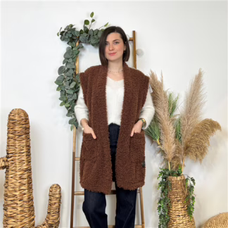 K673- Gilet sherpa (Tu) (marron)