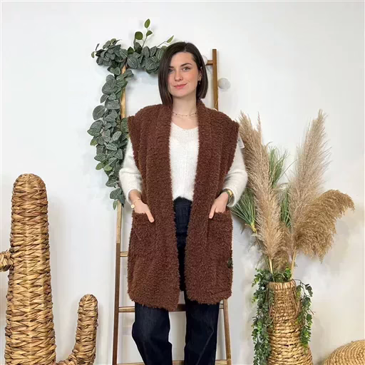 K673- Gilet sherpa (Tu) (marron)