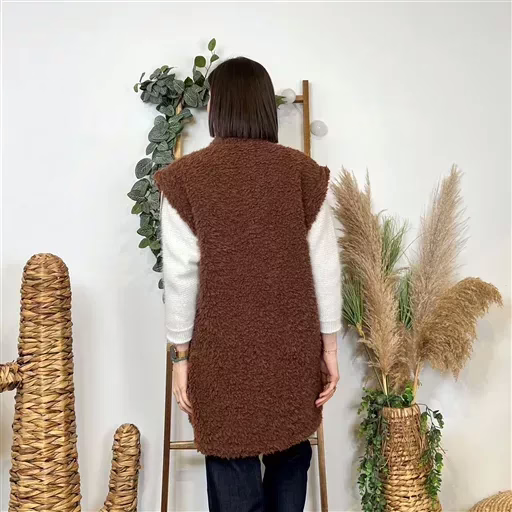 K673- Gilet sherpa (Tu) (marron) – Image 4