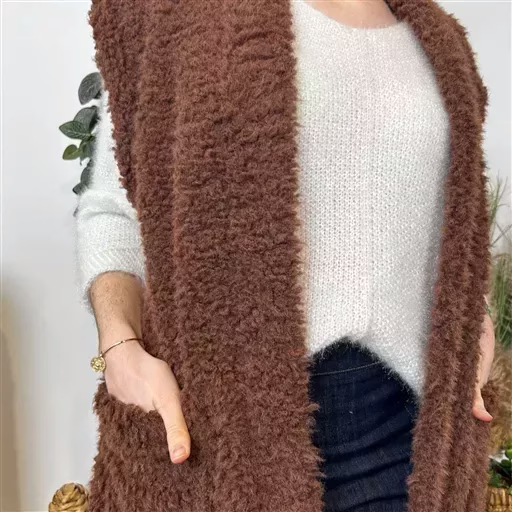 K673- Gilet sherpa (Tu) (marron) – Image 5