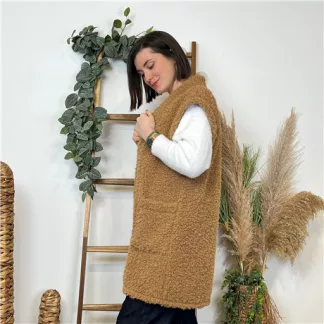 K673- Gilet sherpa (Tu) (camel)