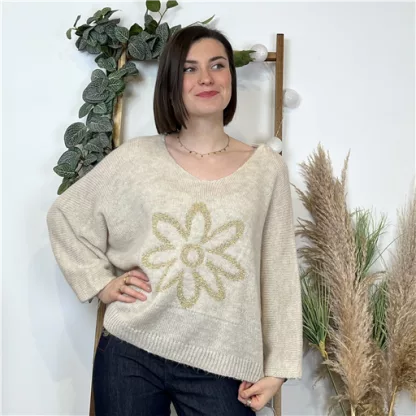 K608- Pull Marguerite (Tu) 🇮🇹 (beige)