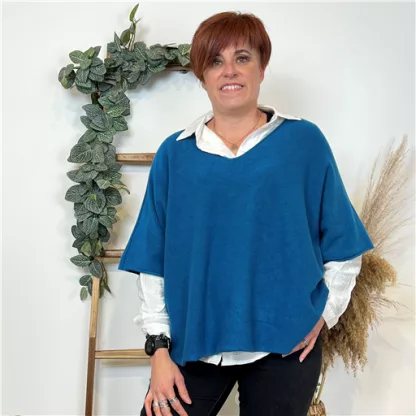 K752- Pull loose Crop-Top (Tu) (bleu canard)