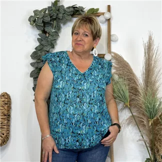 L504- Top By One Tachetée (T40-T48) (bleu turquoise)