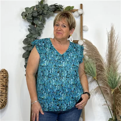 L504- Top By One Tachetée (T40-T48) (bleu turquoise)