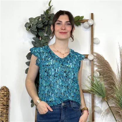 L503- Top By One Tachetée (T36-T40) (bleu turquoise)