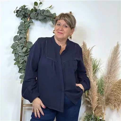 K516- Chemise "Maëlle" (T40-T48) (marine)