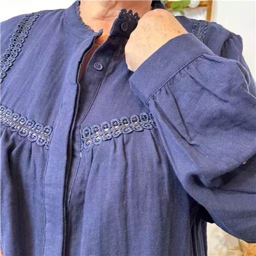 K516- Chemise "Maëlle" (T40-T48) (marine) – Image 5