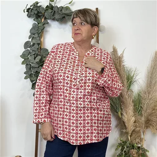 K813- Blouse "Christy" (T44-T52) (rouge)