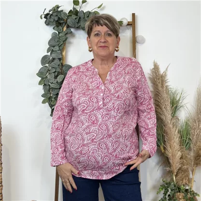 K818- Blouse «Cachemire » Christy (T44-T52) (framboise)