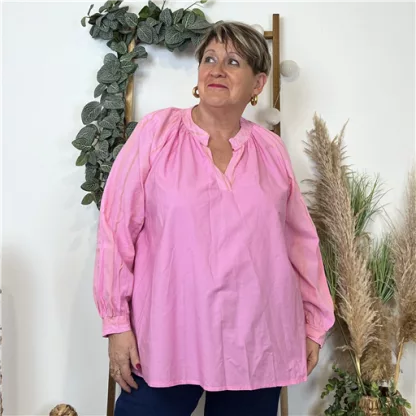 K580- Blouse brodée coton (Gt) 🇮🇹 (rose bébé)