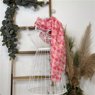 Y529- Foulard motif éventail (rose bébé)