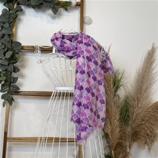 Y529- Foulard motif éventail (lilas)