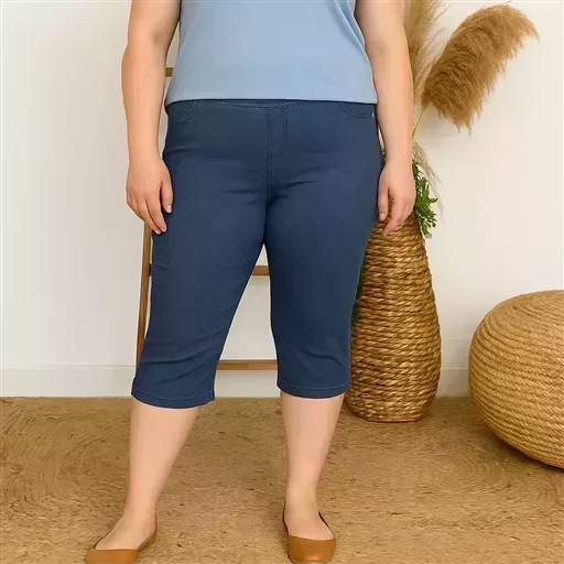 R281- Pantacourt Christy (T42-T52) (denim foncé) – Image 2