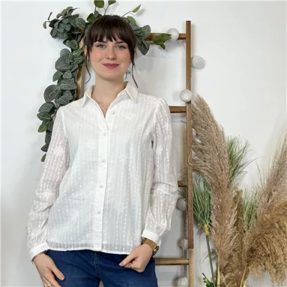 P433- Blouse coton Broderie (T36-T40) (blanc)