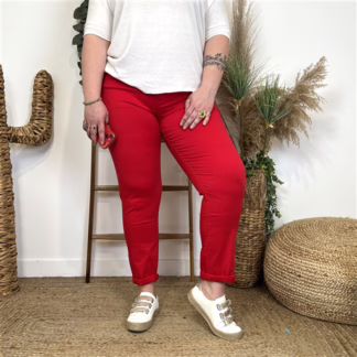 N224- Jean 7/8ème Voggo (T42-T50) (rouge)