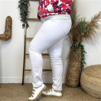 N282- Jean coupe Slim Voggo (T42-T50) (blanc)