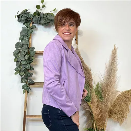 L549- Veste suédine à poches (Tu) 🇮🇹 (lilas) – Image 3