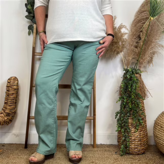 P863- Jean coupe droite Voggo (T42-T50) (vert céladon)