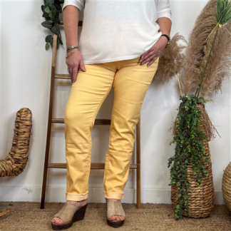 P859- Jean coupe Slim Voggo (T42-T50) (jaune)