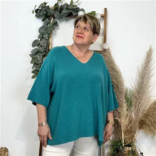 K531- Pull loose Crop-Top (Gt) 🇮🇹 (vert émeraude)