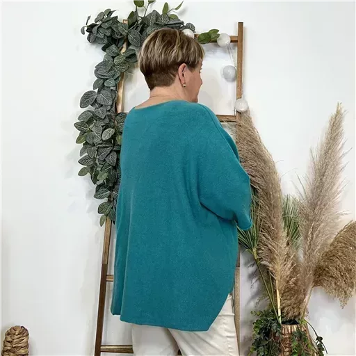 Z125- Pull loose Crop-Top (Gt) 🇮🇹 (vert émeraude) – Image 4