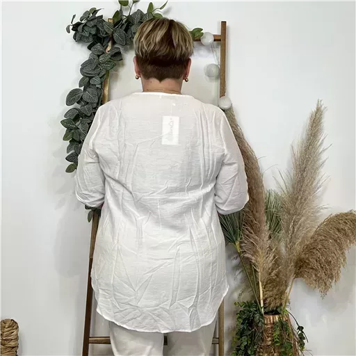 Z774- Blouse unie Christy (T44-T52) (blanc) – Image 5