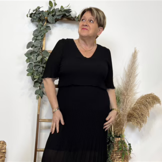 K510- Robe Plissée unie (TU) 🇮🇹 (noir)