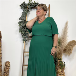 K510- Robe Plissée unie (TU) 🇮🇹 (vert brésil)