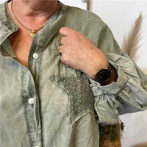 Z333- Chemise Loose étoilée ⭐ (Gt) (kaki) – Image 5