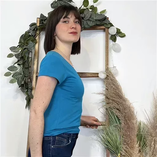 K319- T-Shirt Coline (T36-T44) (bleu turquoise) – Image 3